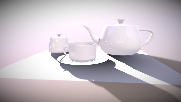 Simple Tea Cup Set 3D Model