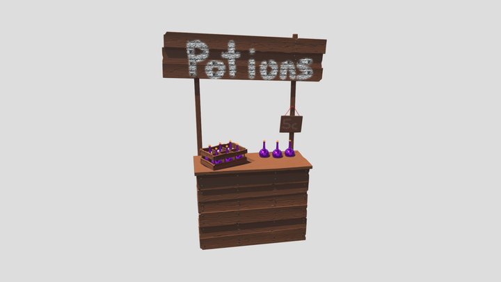 Stylized Roadside Potion Stand 3D Model