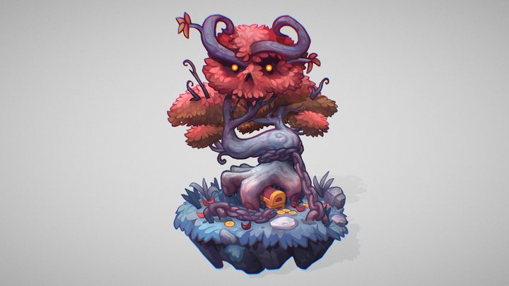 Stylized 2.5D Handpainted Asset: Tree Of Greed 3D Model