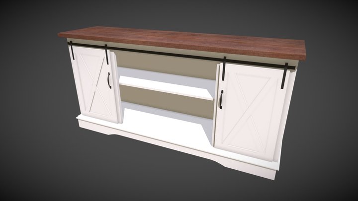 TV Stand Barn Doors 3D Model