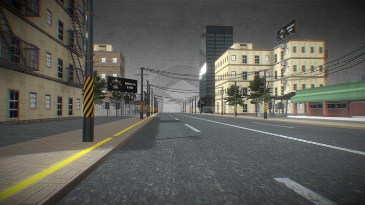 Game Ready City Scene 3D Model