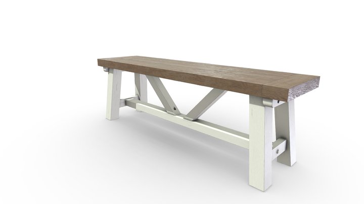 Farmhouse Bench Small 3D Model