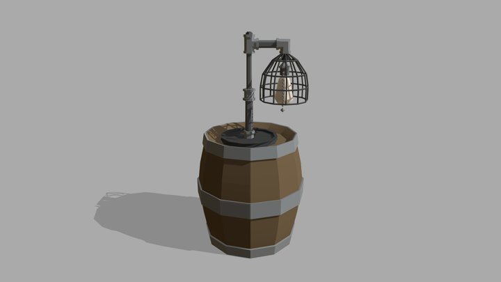 Barrel and Lamp 3D Model
