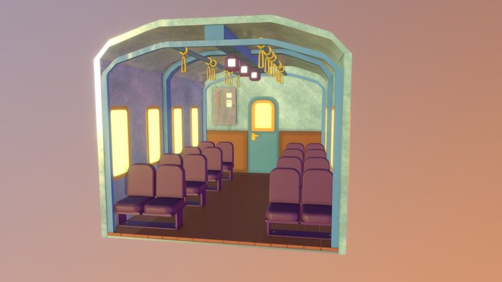Vintage Train Wagon 3D Model