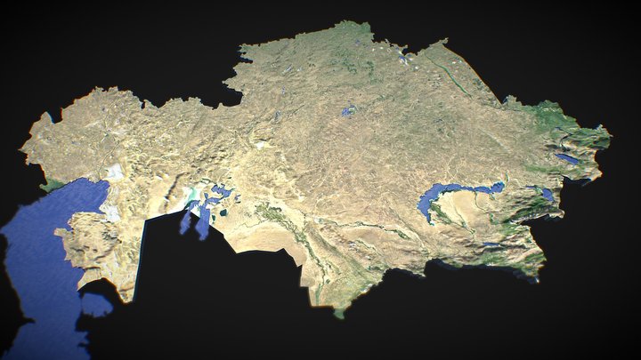 Kazakhstan raised relief 3D map 3D Model