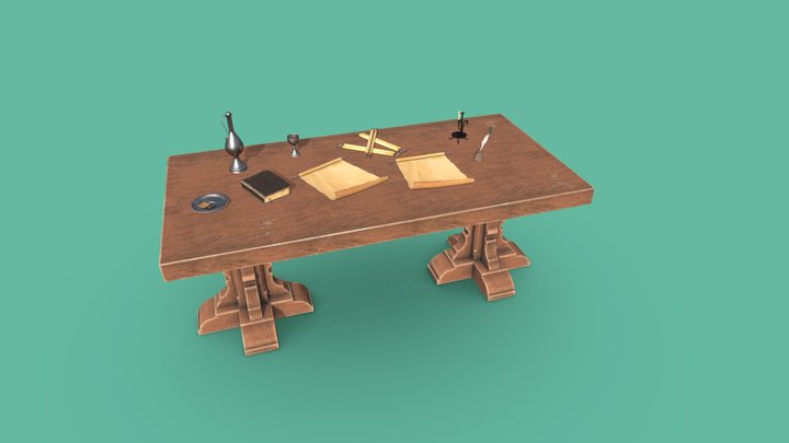 Medieval Table Setup | Game Assets 3D Model