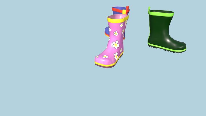 Child's wellington boot (waterproof rubber boot) 3D Model
