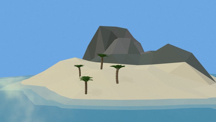 Low Poly Desert Island – Modello 3D gratuito STL