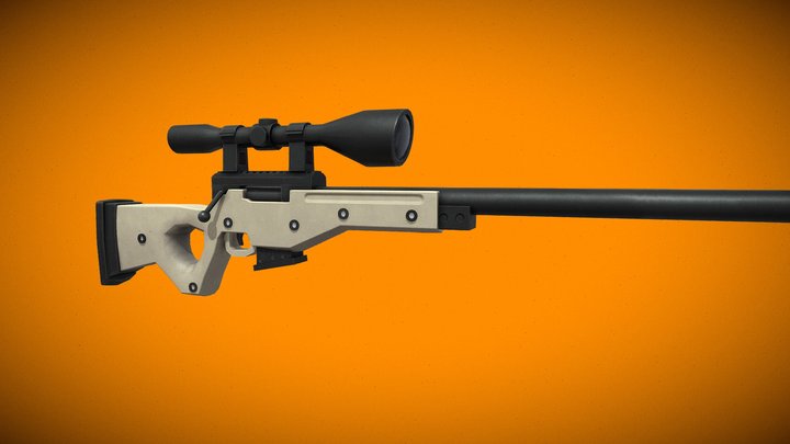 Stylized Bolt Action Sniper Rifle 3D Model