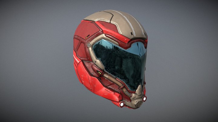 Futuristic Helmet Sci-fi 3D Model