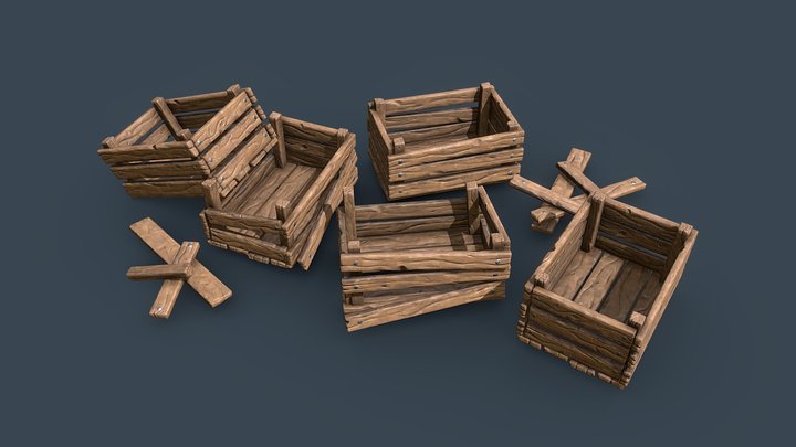 Stylized wooden boxes pack
