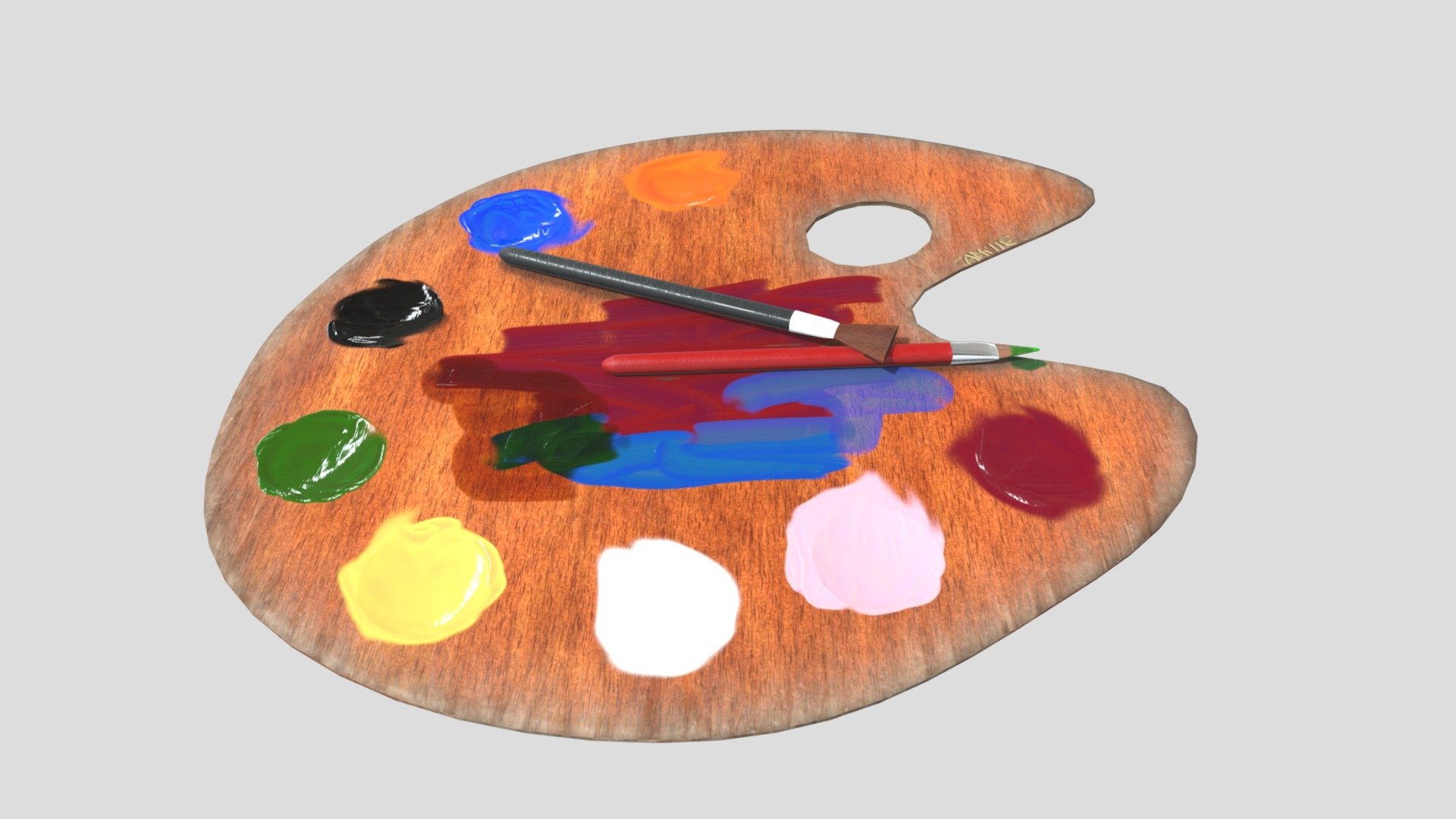 Palette de peinture 3D model by CamilleMillet [911662c] Sketchfab