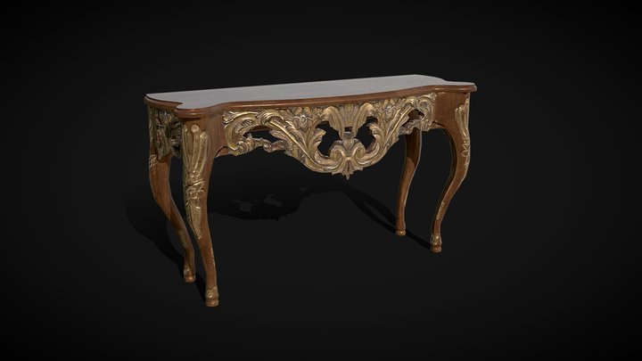 Modern Italian Carved Console Table 3D Model