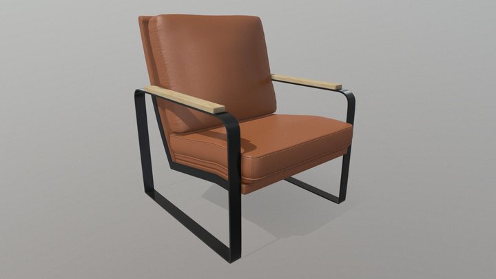 Lux Brown Single Seater Lounge 3D Model