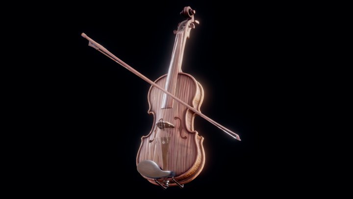 Fiddle Stylized Wood Violin 3D Model