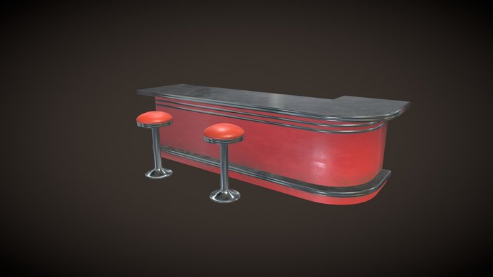 Diner Counter Set 3D Model