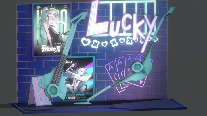 Lucky cyan's weapon: Guitar - Bow 3D Model