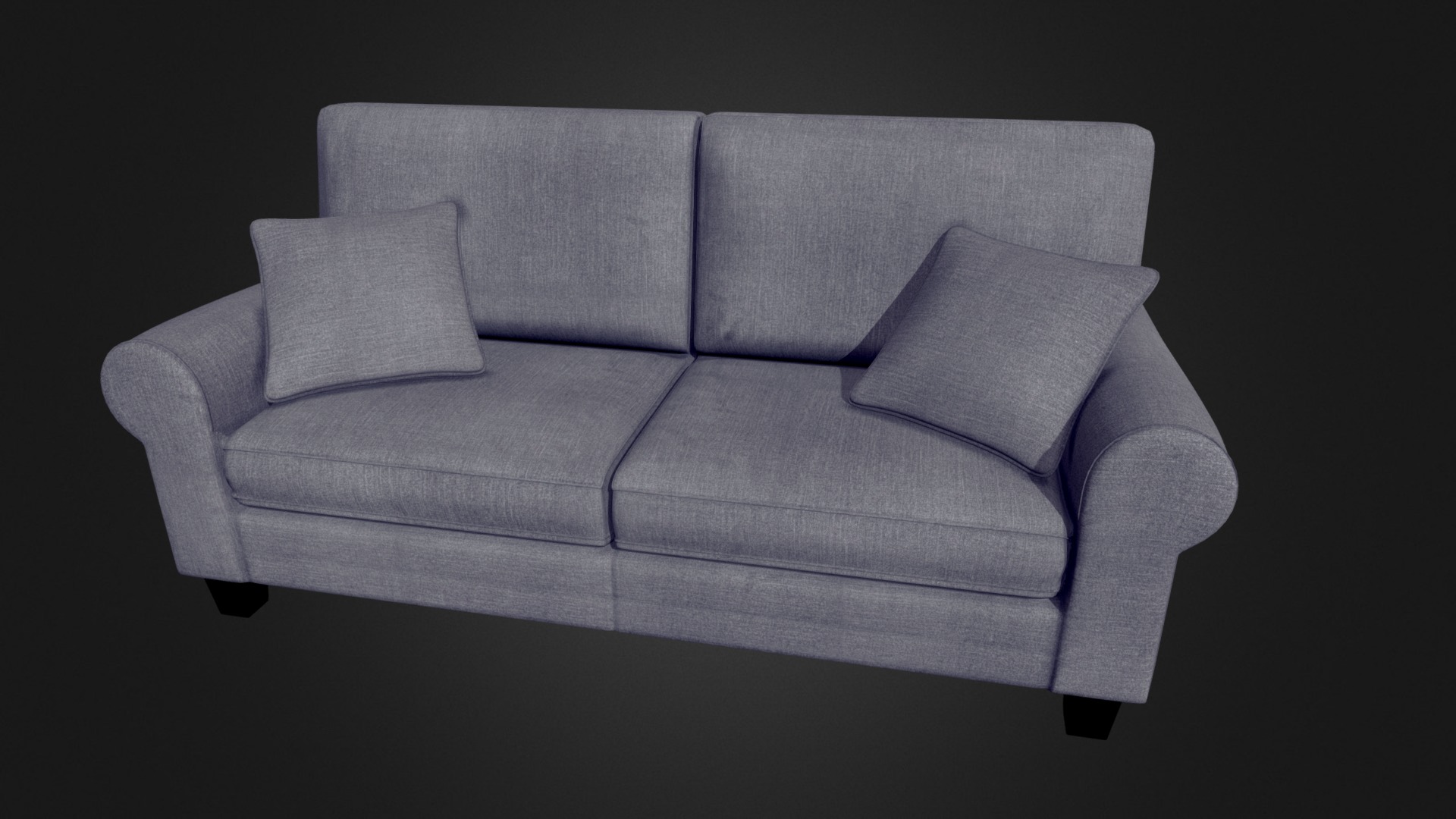 3D model sofa – buxton 73 rolled arm - This is a 3D model of the sofa - buxton 73 rolled arm. The 3D model is about a couch with pillows.