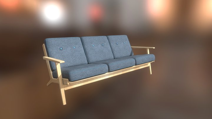 Vintage 60's Style Couch 3D Model