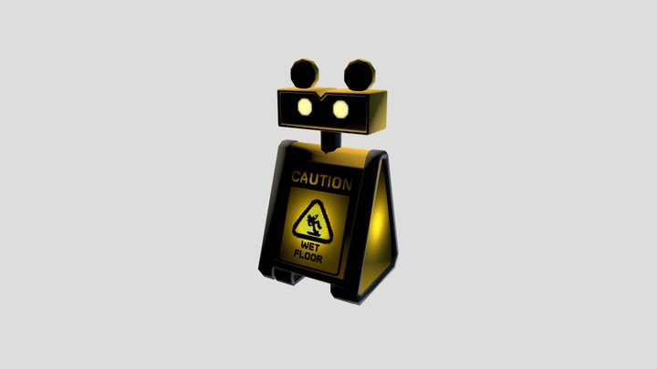 Low Poly Wet Floor Sign 3D Model