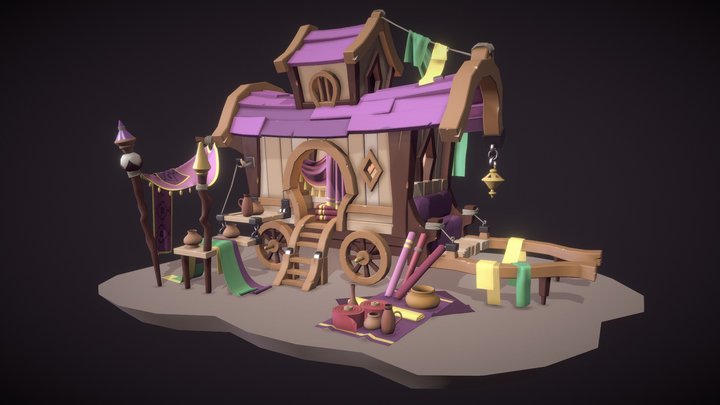 Cloth Dealer Wagon - detailed draft 3D Model