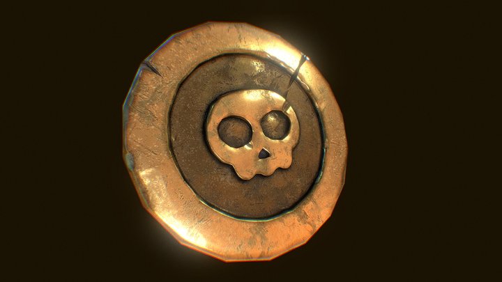 Stylized Pirate Coin 3D Model