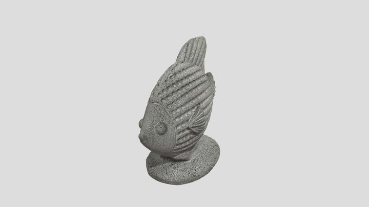 A Stone Fish Sculpture With Textured Details石鱼雕塑 – Kostenloses 3D-Modell STL