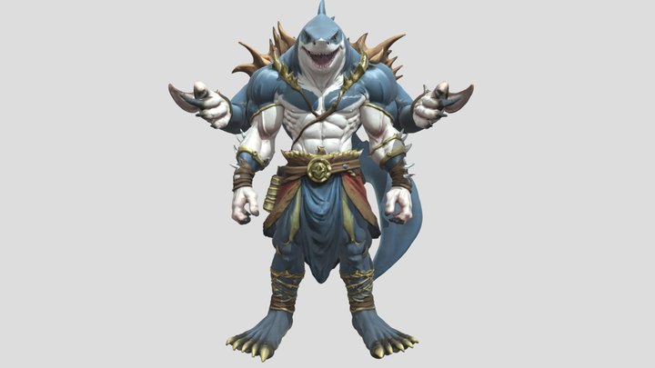 Shark Warrior - Finn Textured 3D Model