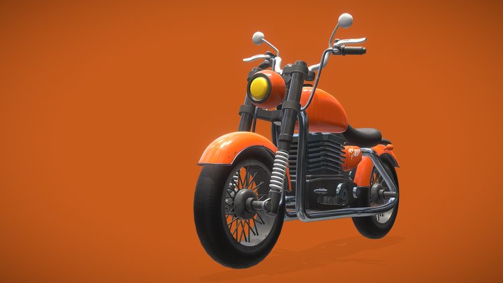 Stylized Cruiser Motorcycle 3D Model