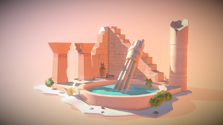 [Student Work] Egyptian Ruins diorama 3D Model