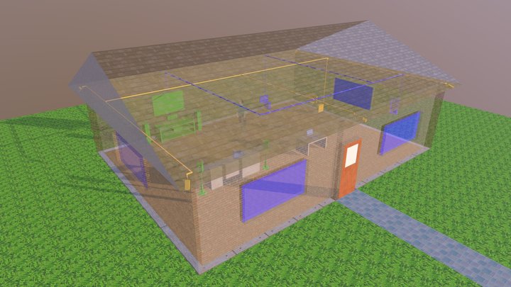 Smart-ish House One Level Structured Wiring 3D Model