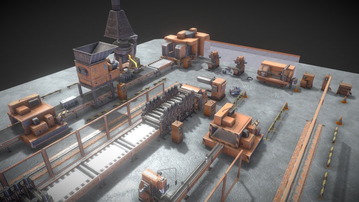 Industrial Factory Equipment 3D Model
