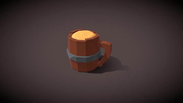 Low poly stylized wood beer tavern 3D Model