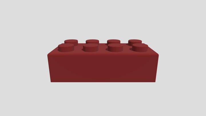 Dark Red Lego Block 3D Model