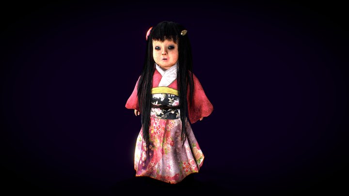 Okiku Doll (Haunted - Creepy) [PBR GAMEREADY] 3D Model