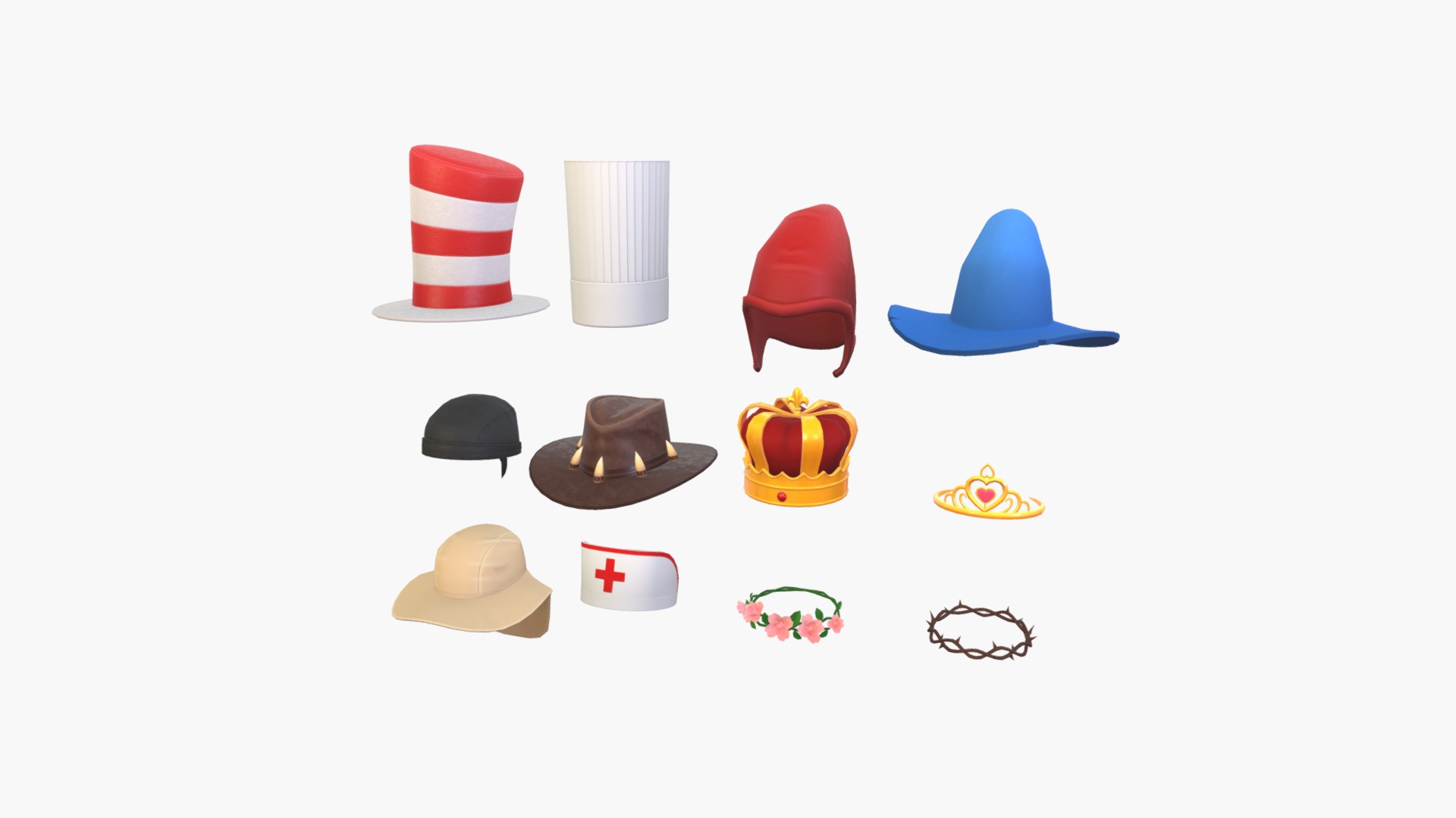 3D model Hat Pack 6 - This is a 3D model of the Hat Pack 6. The 3D model is about logo.