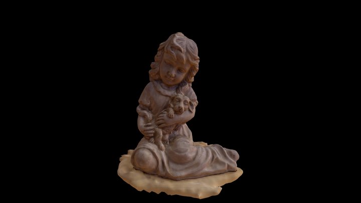 Girl With Dog 3D Model