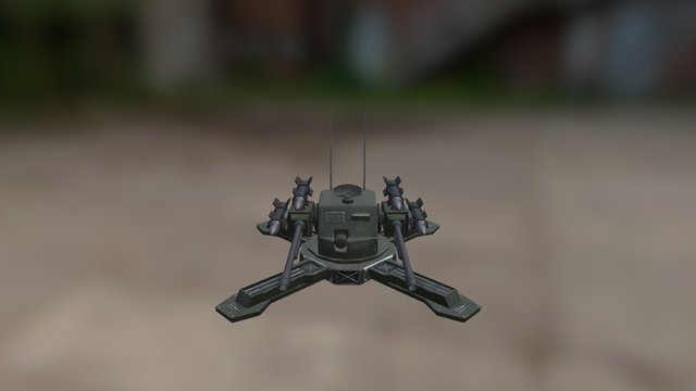 Flak Cannon with ADATS Missiles 3D Model