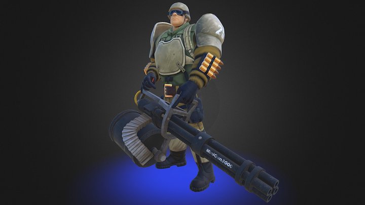 Soldier with a machine gun 3D Model