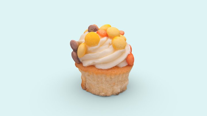 A Cupcake with M&M's on top 3D Model