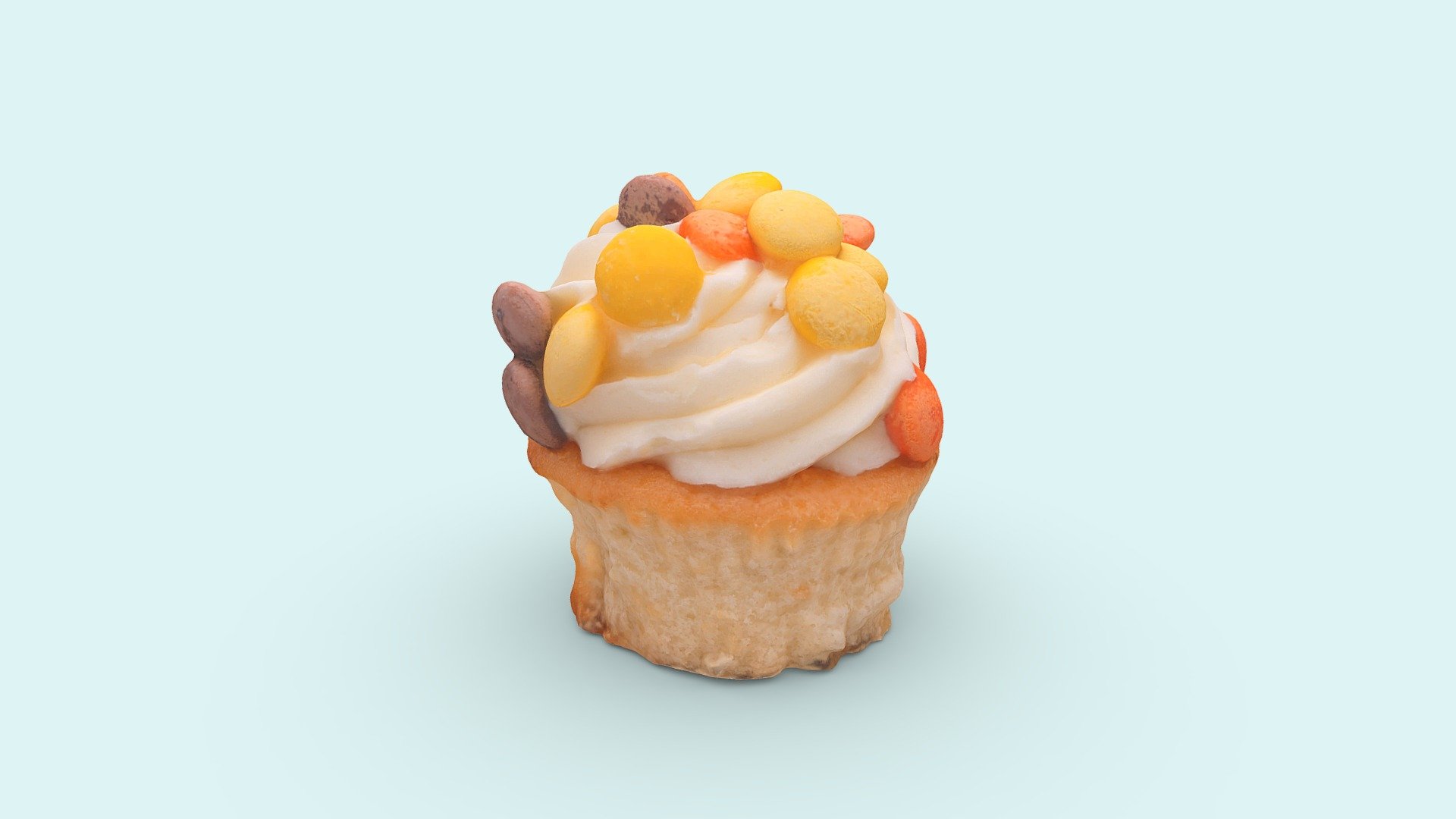 A Cupcake with M&M's on top