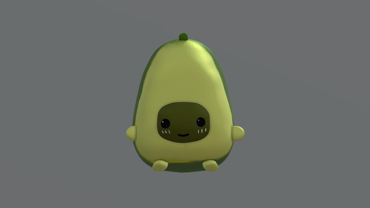Avocado plush toy 3D Model