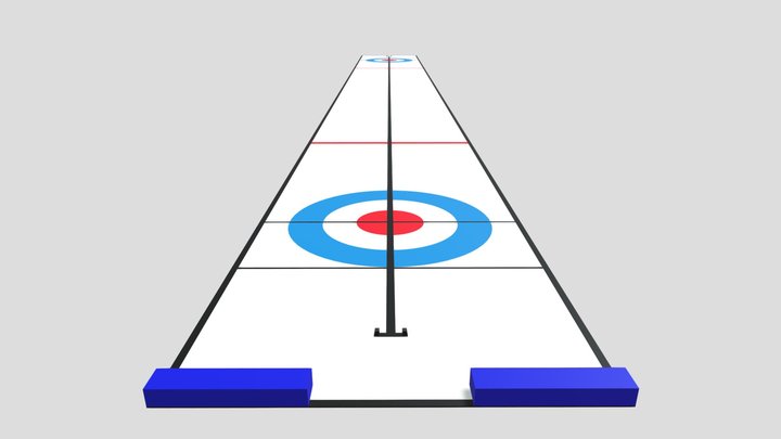 Cartoon Curling Rink 1 Line 3D Model