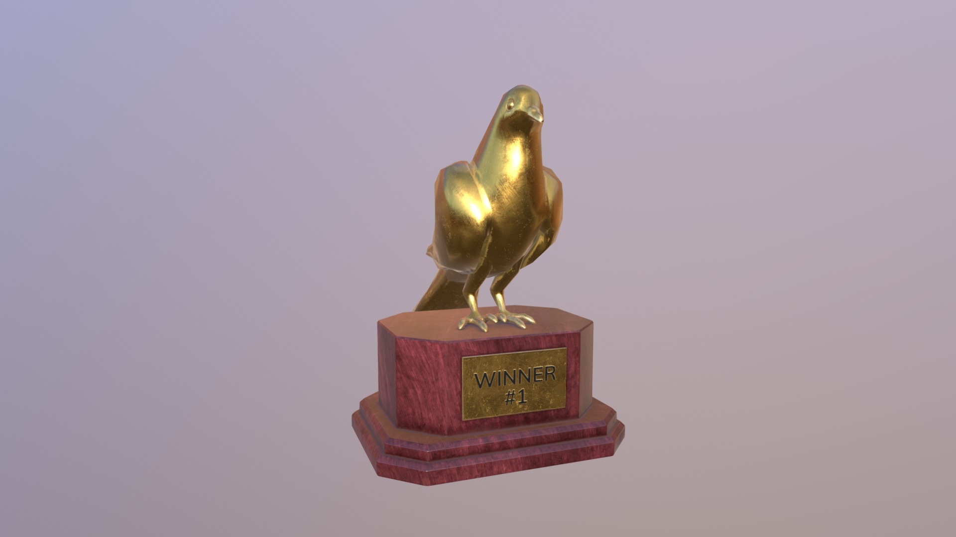 3D model A Pigeons Trophy - This is a 3D model of the A Pigeons Trophy. The 3D model is about a gold bird statue.