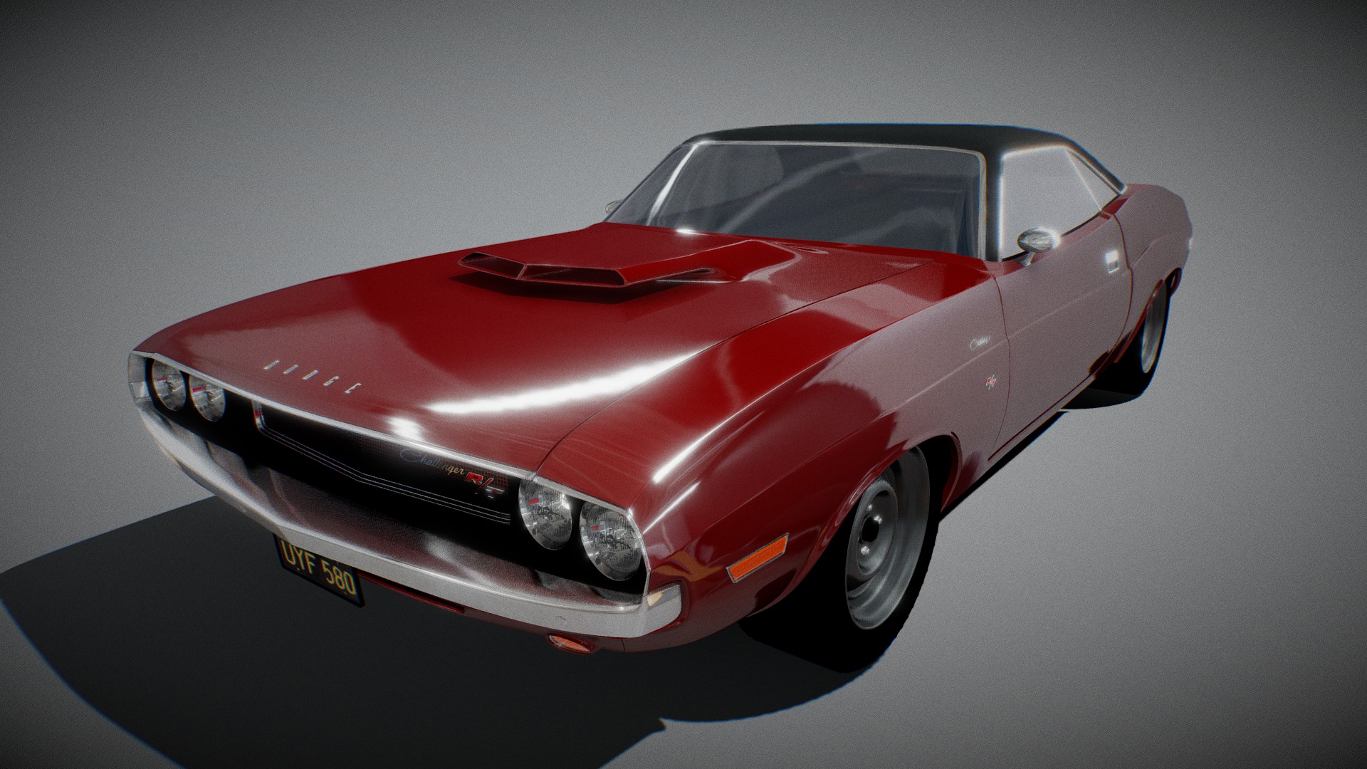 3D model Dodge Challenger 1970 - This is a 3D model of the Dodge Challenger 1970. The 3D model is about a red sports car.