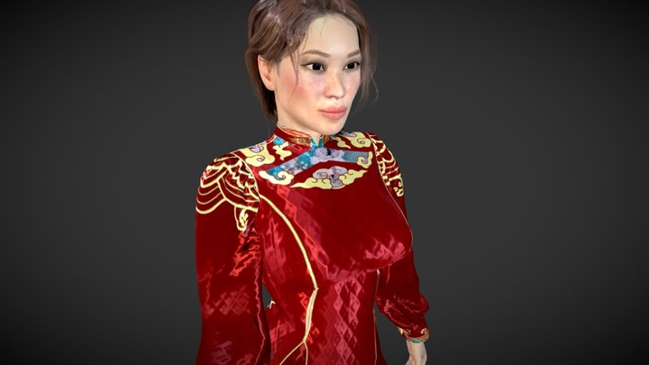 Asian Female Walking 3D Model