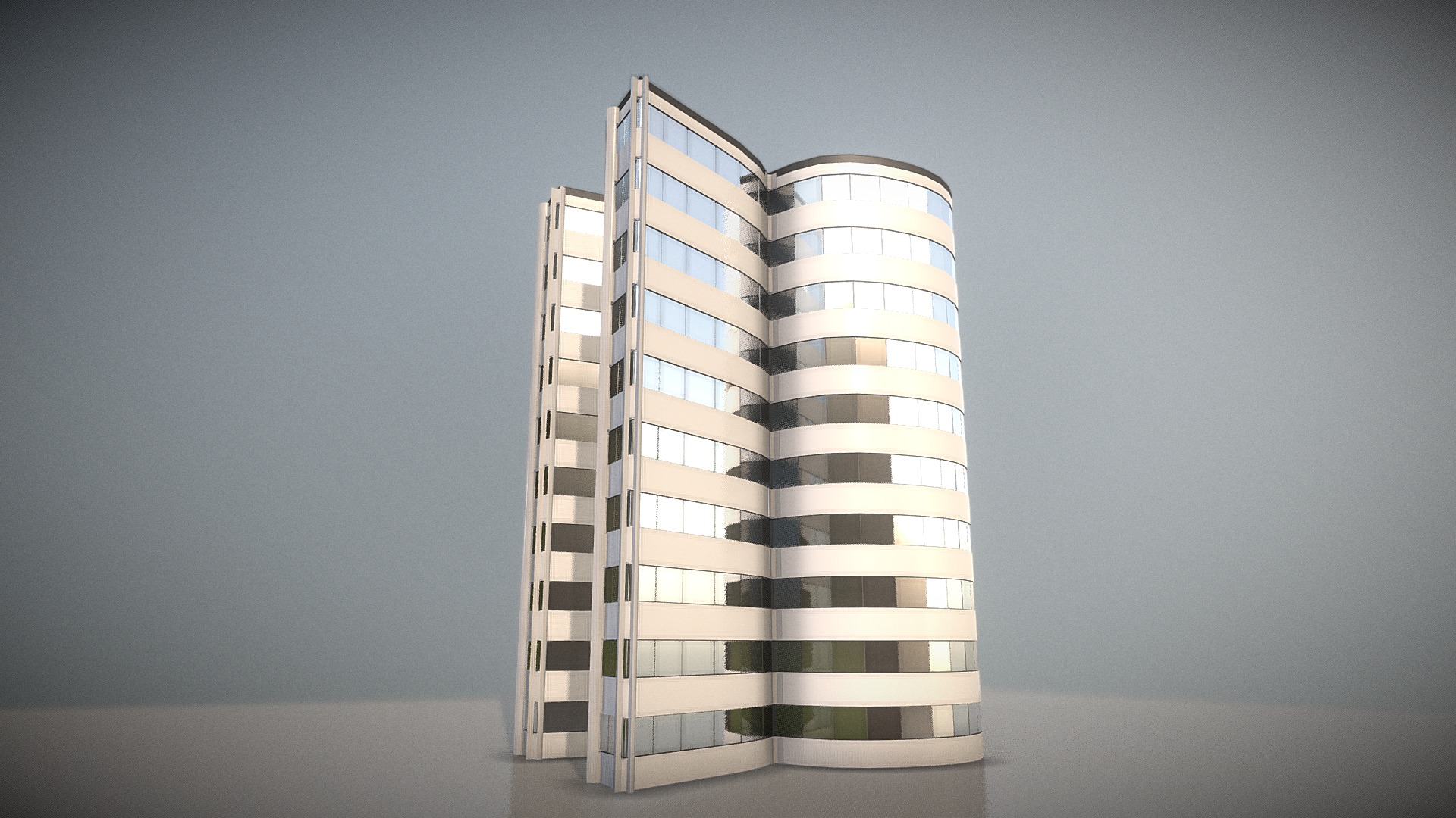 3D model City Building Design R-1 - This is a 3D model of the City Building Design R-1. The 3D model is about a tall building with a glass front.