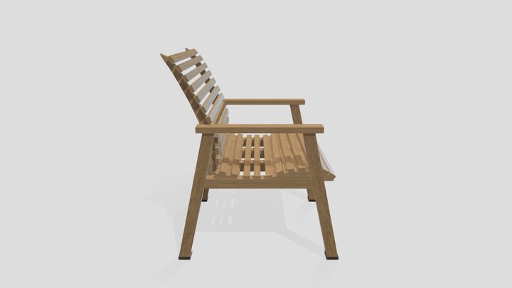 Wooden Arm Chair 3D Model