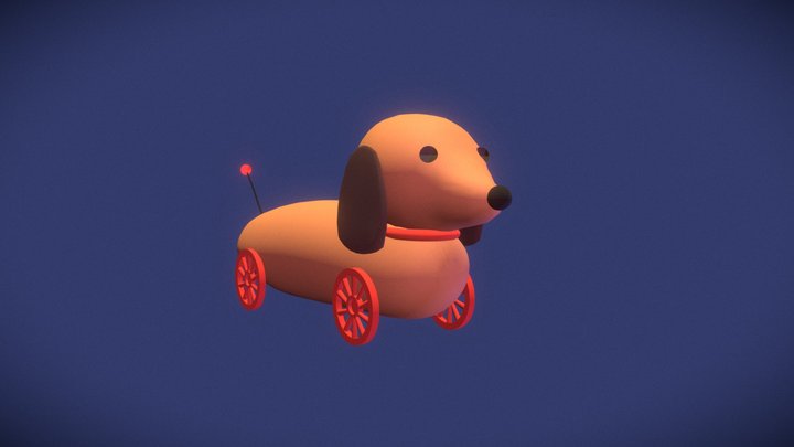 Toy Dog with Wheels & glowing Tail 3D Model
