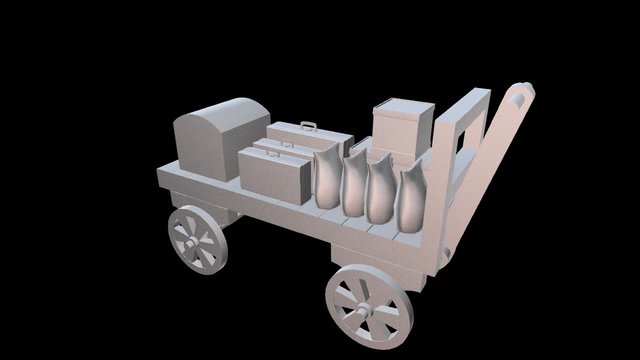 Baggage Cart Loaded V02 3D Model